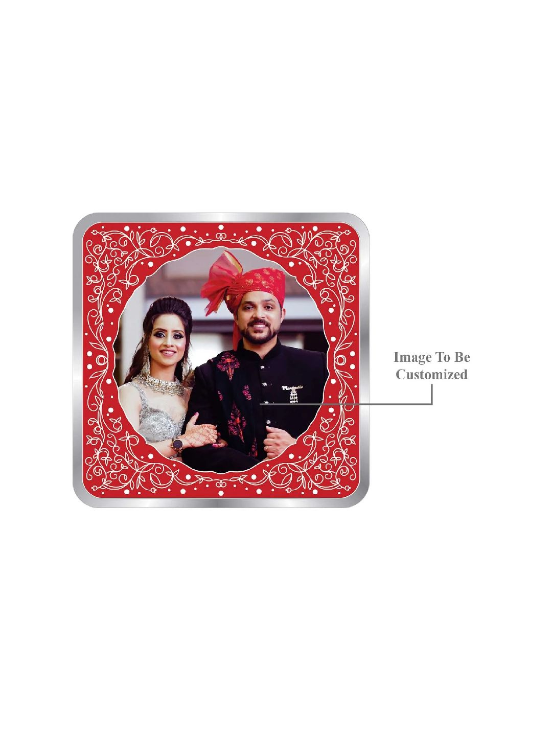 BIS Hallmarked Personalised Newly Married Anniversary Beautiful Square 999 Pure Silver Coin