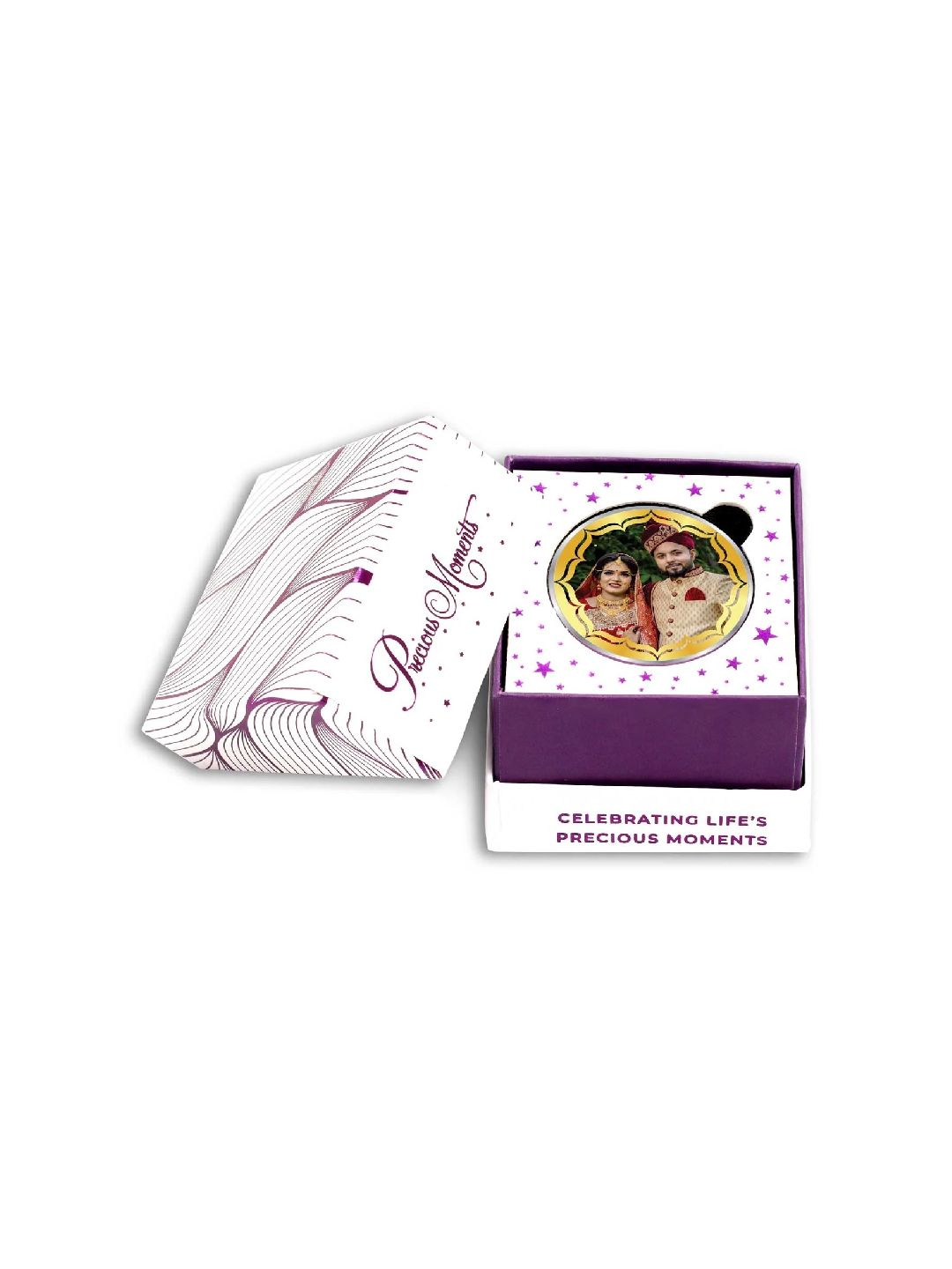 BIS Hallmarked Personalised Newly Married and Anniversary Beautiful Round 999 Pure Silver Coin