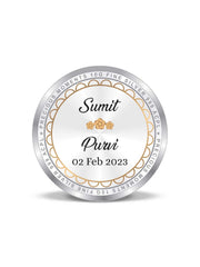 BIS Hallmarked Personalised Newly Married Anniversary Beautiful Round Silver Coin 999 Pure