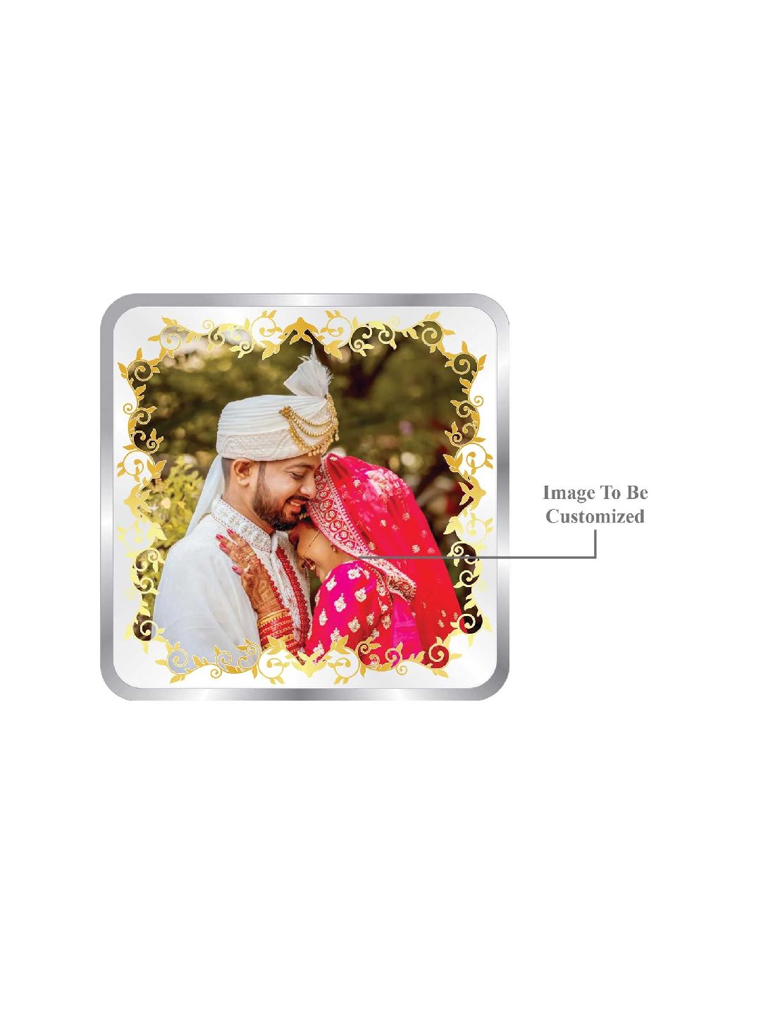 BIS Hallmarked Personalised Newly Married Anniversary Beautiful Square Silver Coin 999 Pure