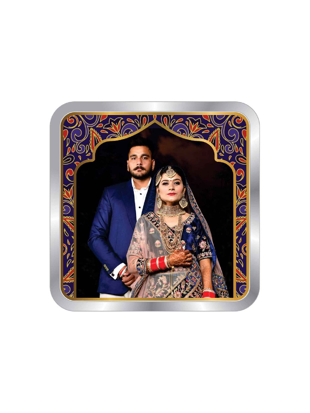 BIS Hallmarked Personalised Newly Married Anniversary Beautiful Square Silver Coin  ( 999 Pure )