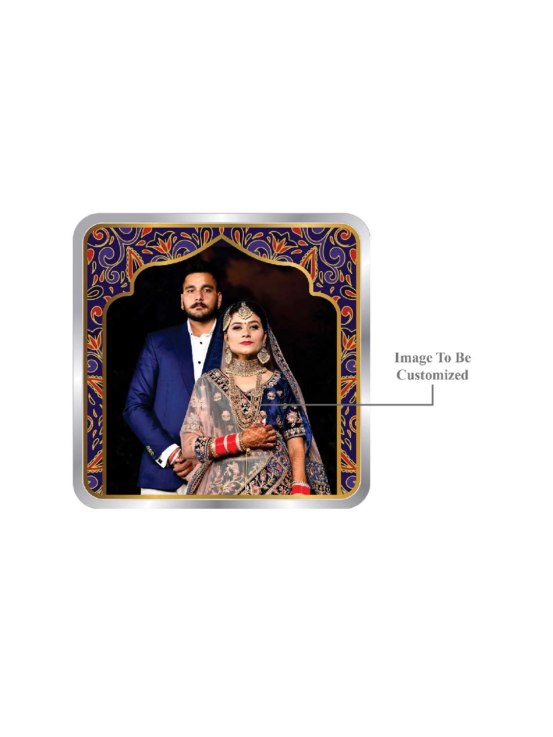 BIS Hallmarked Personalised Newly Married Anniversary Beautiful Square Silver Coin  ( 999 Pure )