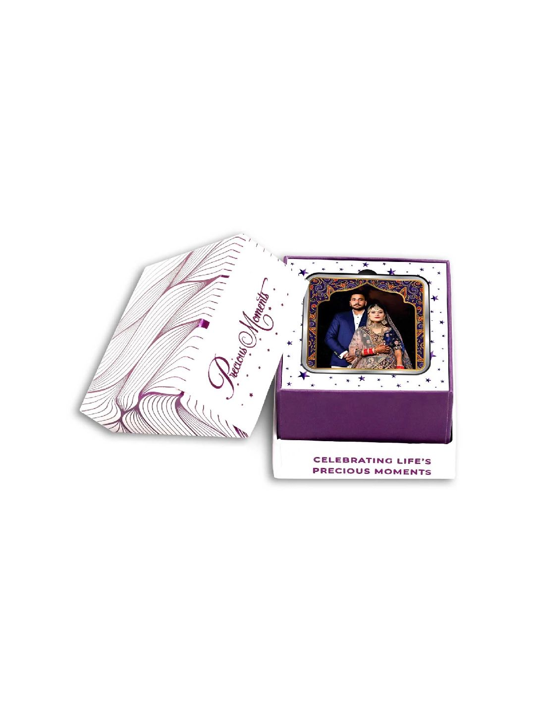 BIS Hallmarked Personalised Newly Married Anniversary Beautiful Square Silver Coin  ( 999 Pure )