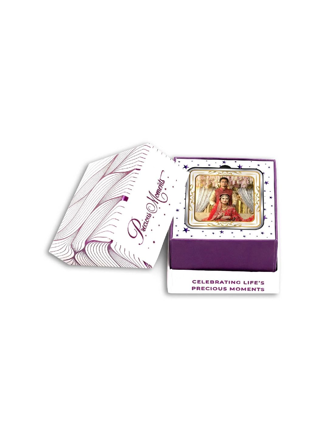 BIS Hallmarked Personalised Newly Married Anniversary Beautiful Square Silver Coin  ( 999 Purity )