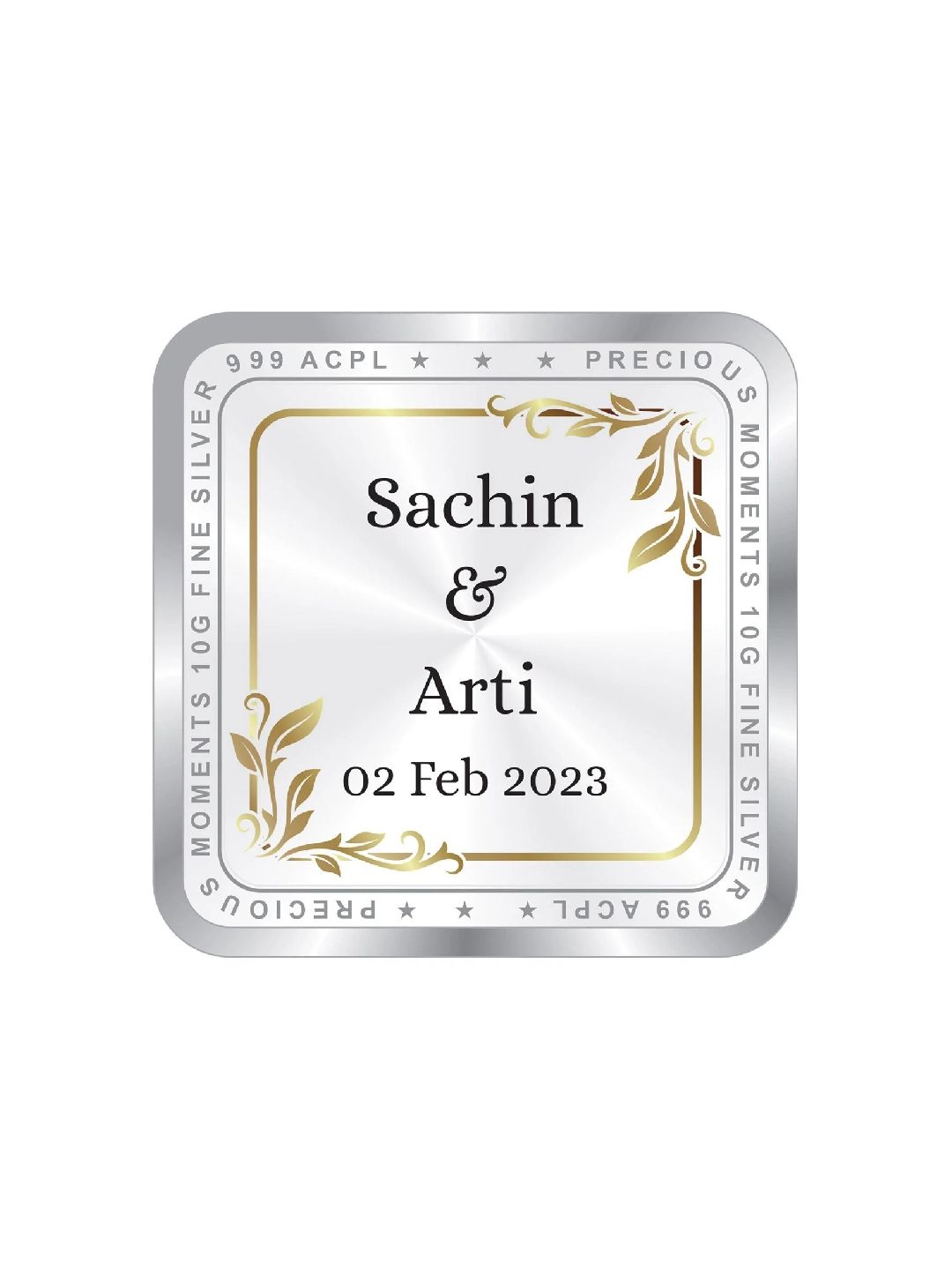 BIS Hallmarked Personalised Newly Married Anniversary Beautiful Silver Coin ( 999 Purity )