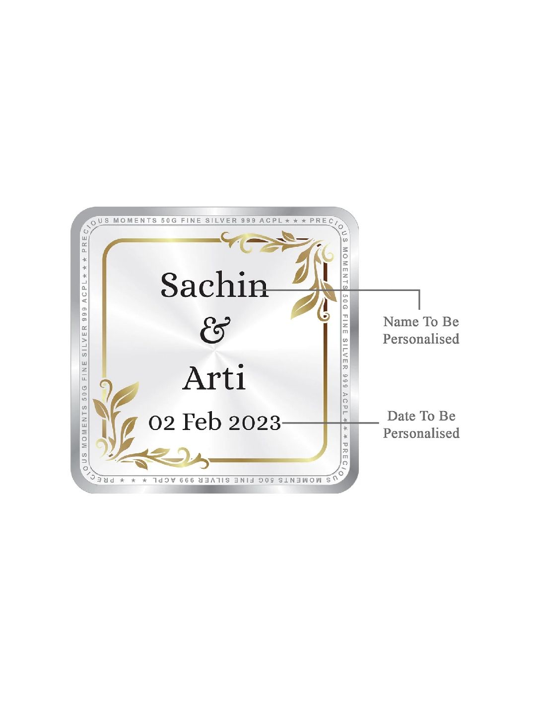 BIS Hallmarked Personalised Newly Married Anniversary Beautiful Silver Coin ( 999 Purity )