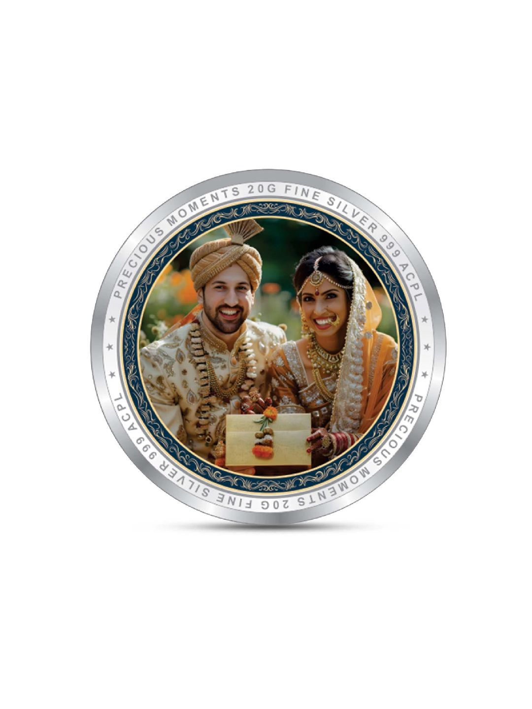 BIS Hallmarked Personalised Wedding Anniversary Beautiful Round Silver Coin 999 Pure