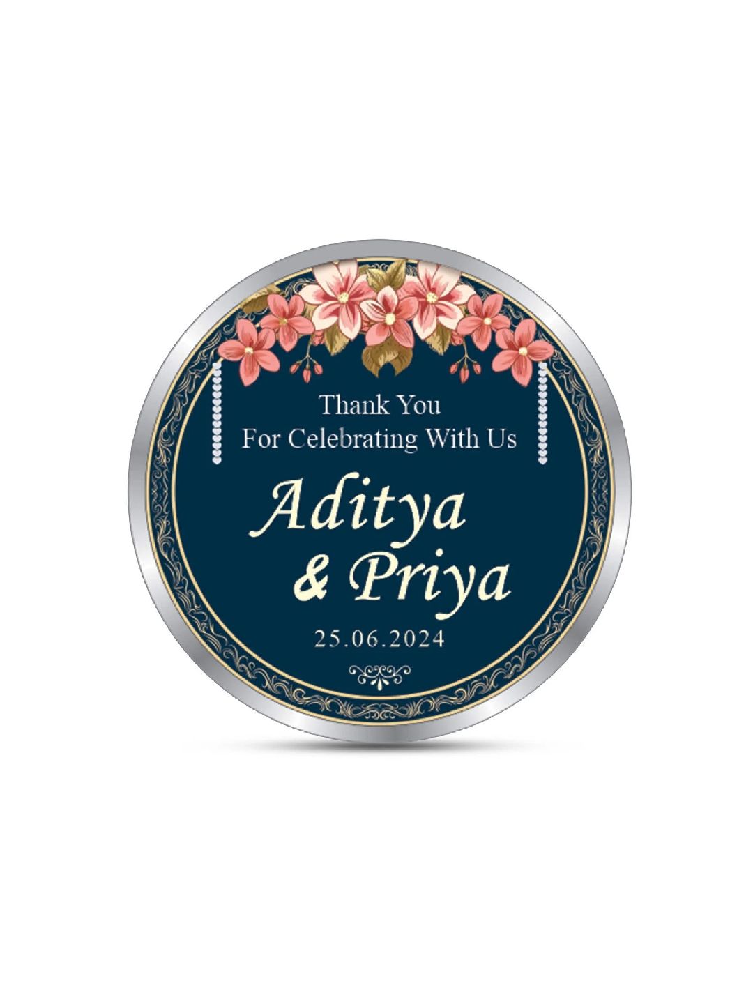 BIS Hallmarked Personalised Wedding Anniversary Beautiful Round Silver Coin 999 Pure