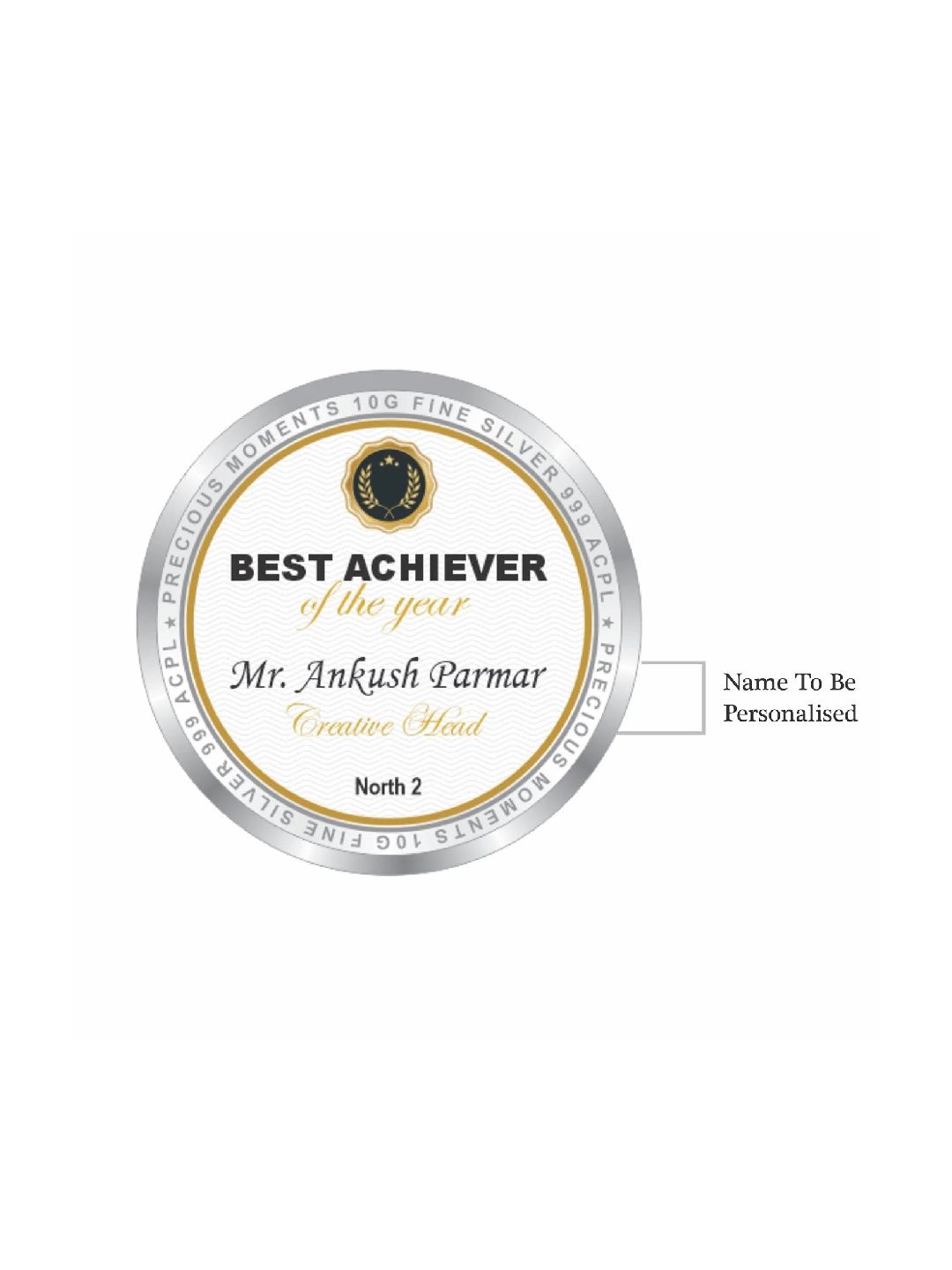 BIS Hallmarked Personalised Best Target Achiever of the Month 999 Pure Silver Coin