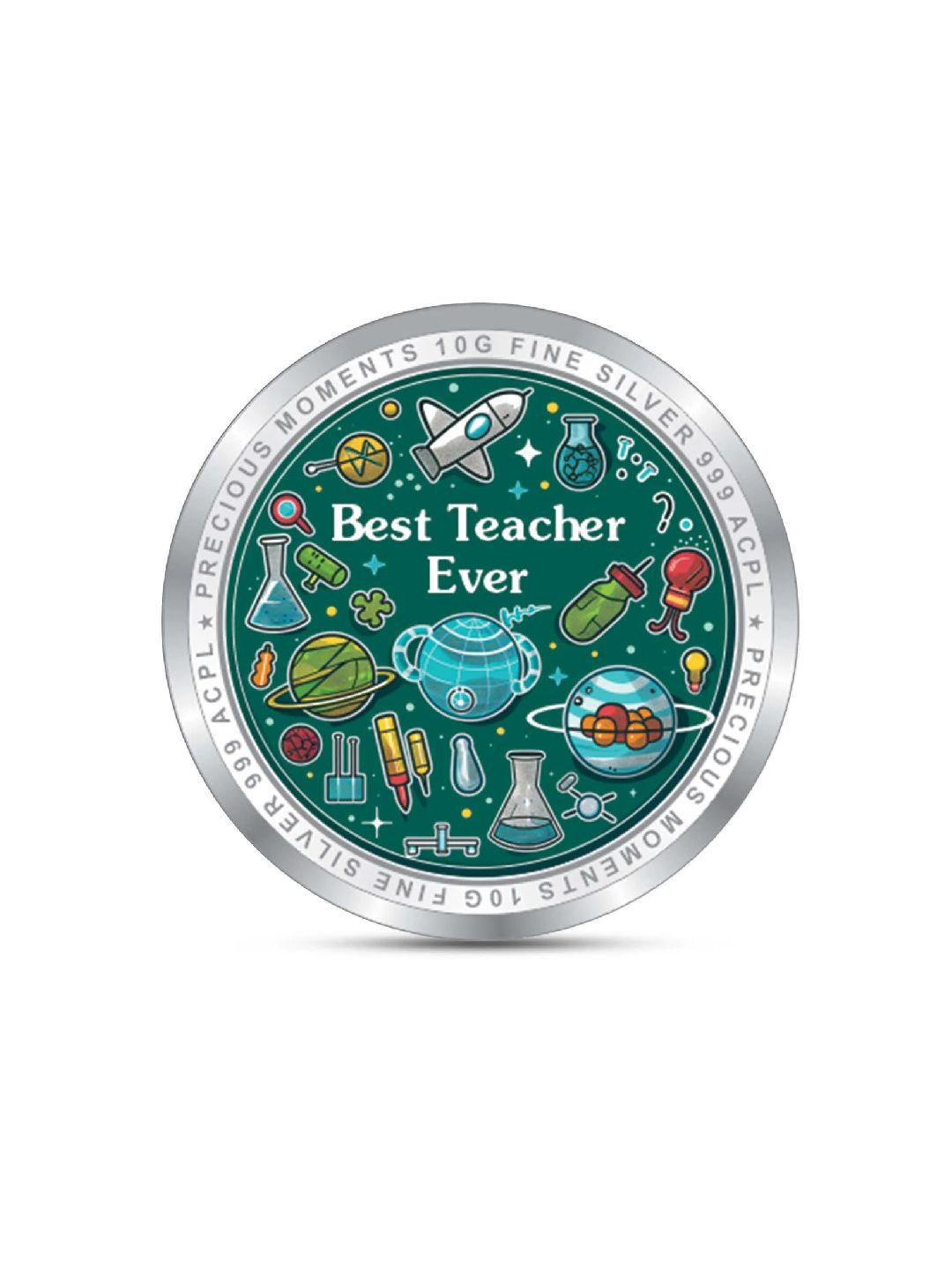 BIS Hallmarked Personalised Best Teacher Coach Gift 999 Pure Silver Coin