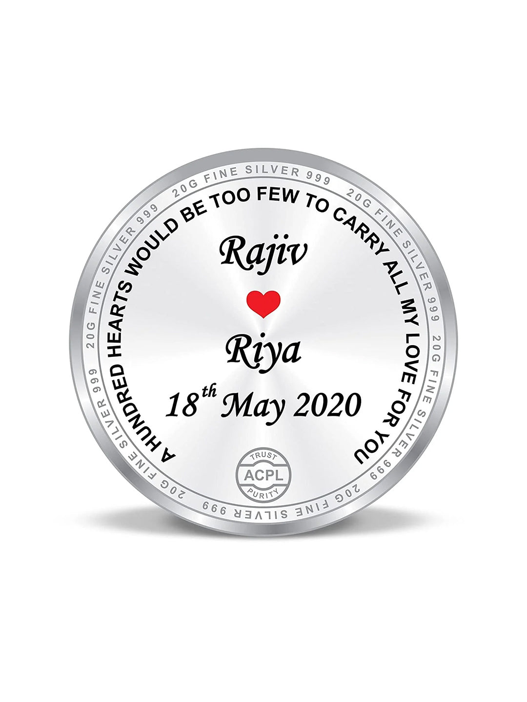BIS Hallmarked Personalised Anniversary Silver Coin 999 Purity