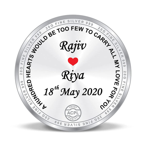 BIS Hallmarked Personalised Anniversary Silver Coin 999 Purity