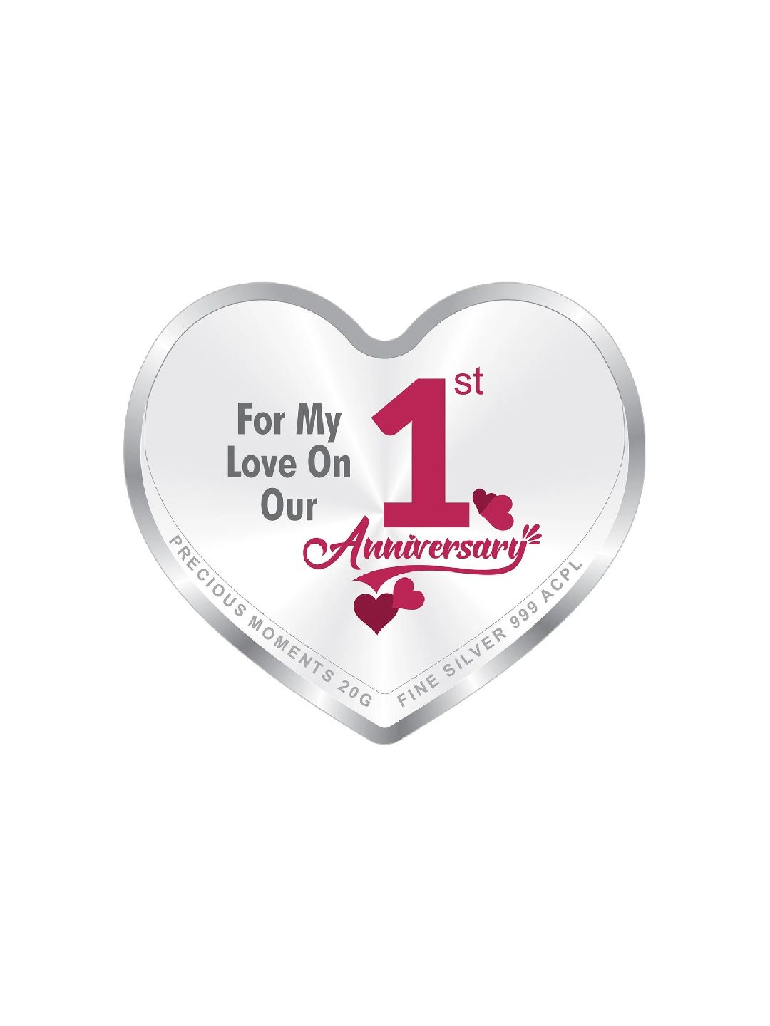 BIS Hallmarked Personalised Wedding Anniversary Heart Silver Coin 999 Pure