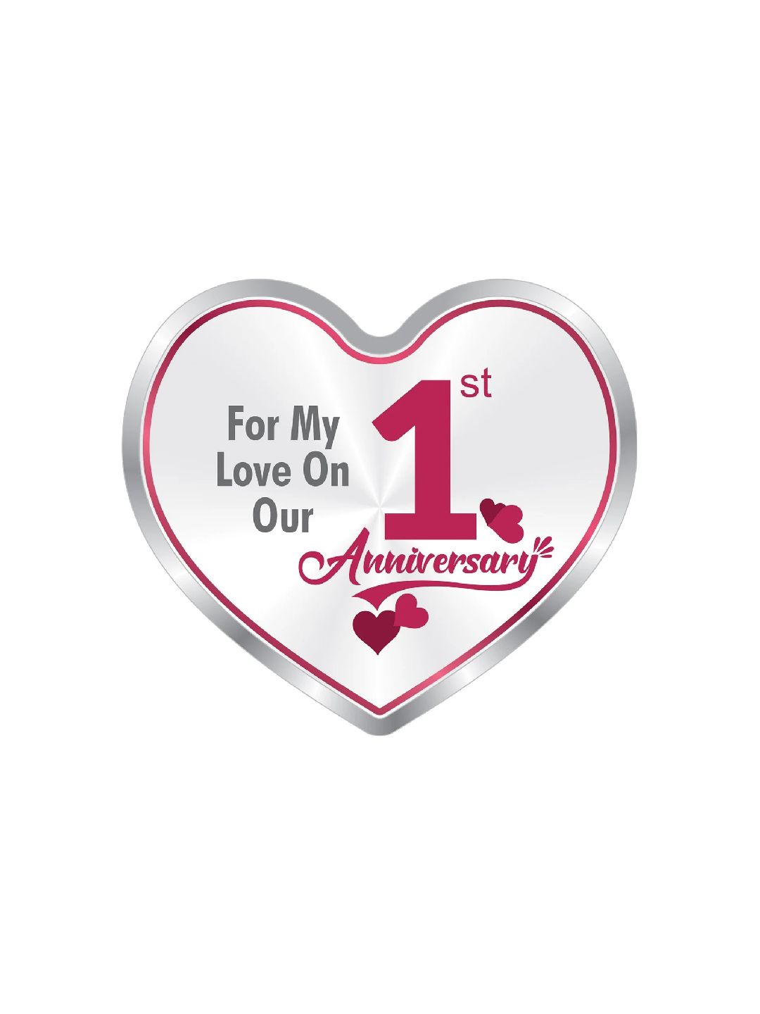 BIS Hallmarked Personalised Wedding Anniversary Heart Silver Coin 999 Pure