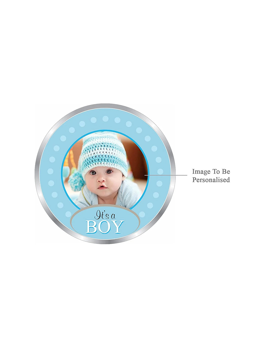 BIS Hallmarked Personalised New-Born Baby Boy 999 Pure Silver Coin