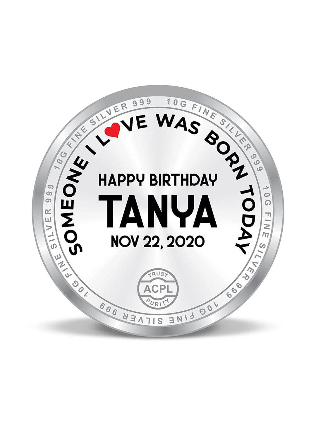 BIS Hallmarked Personalised Silver Coin Happy Birthday 999 Purity