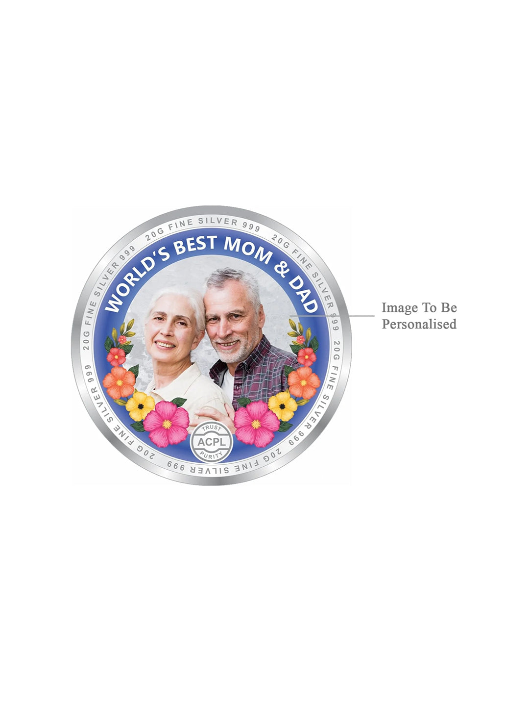 BIS Hallmarked Personalised Mom and Dad Best Gift Silver Coin 999 Pure