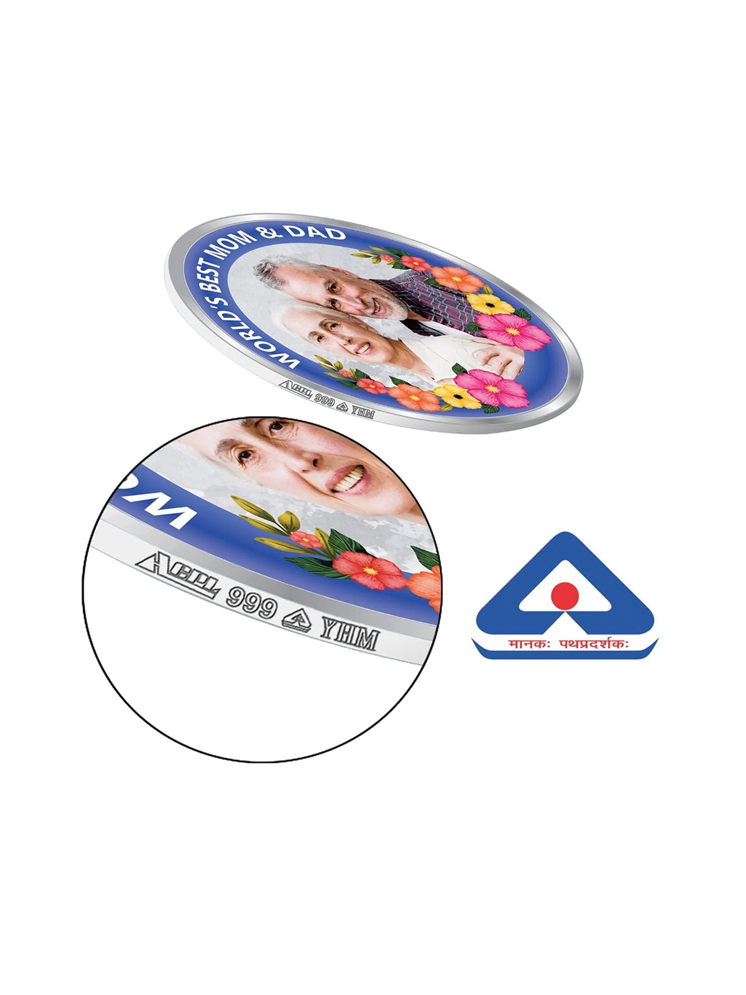BIS Hallmarked Personalised Mom and Dad Best Gift Silver Coin 999 Pure