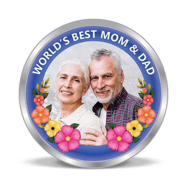 BIS Hallmarked Personalised Mom and Dad Best Gift Silver Coin 999 Pure