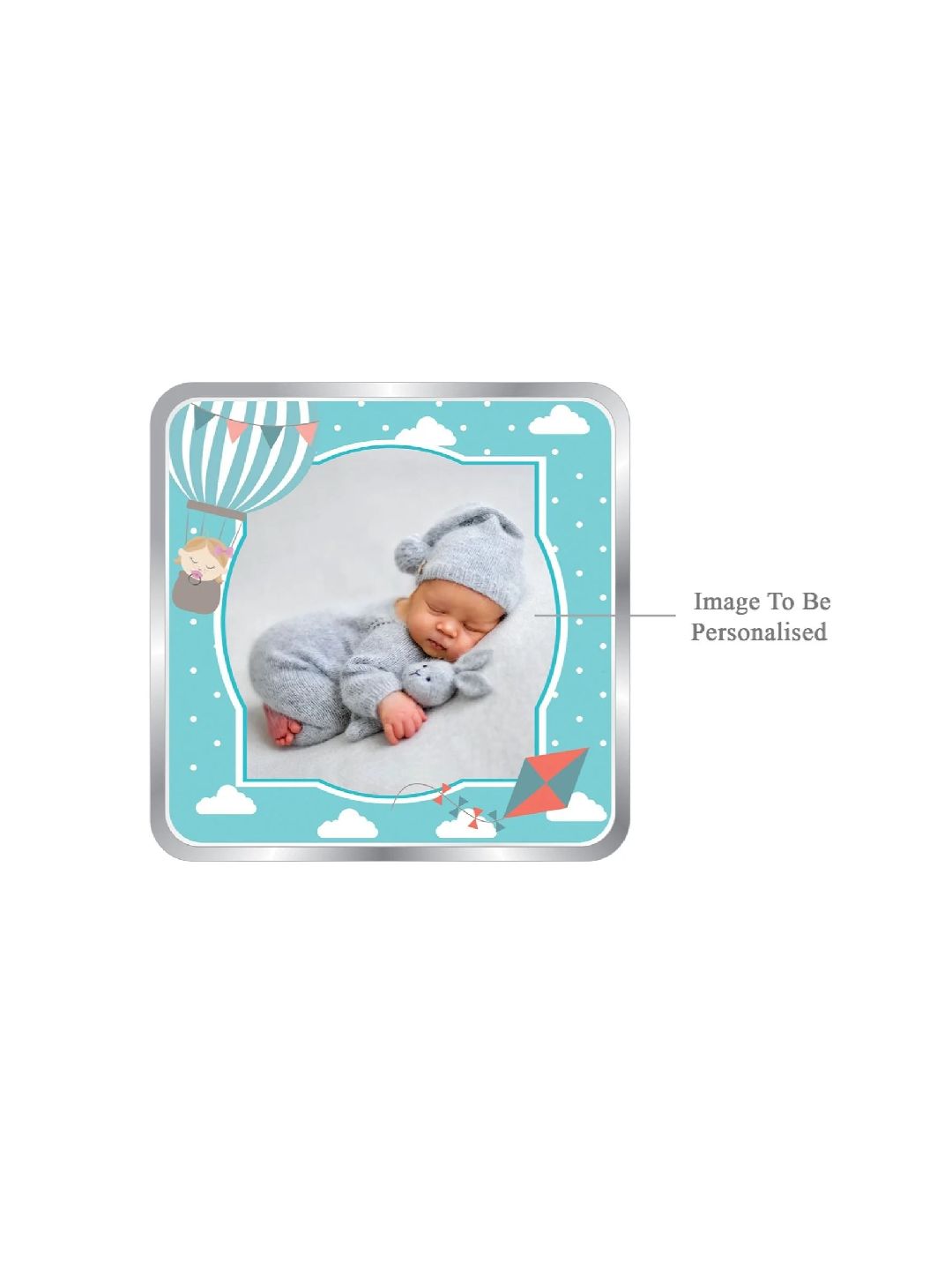 BIS Hallmarked Personalised New Born Baby Boy Silver Square Coin (999 Purity)