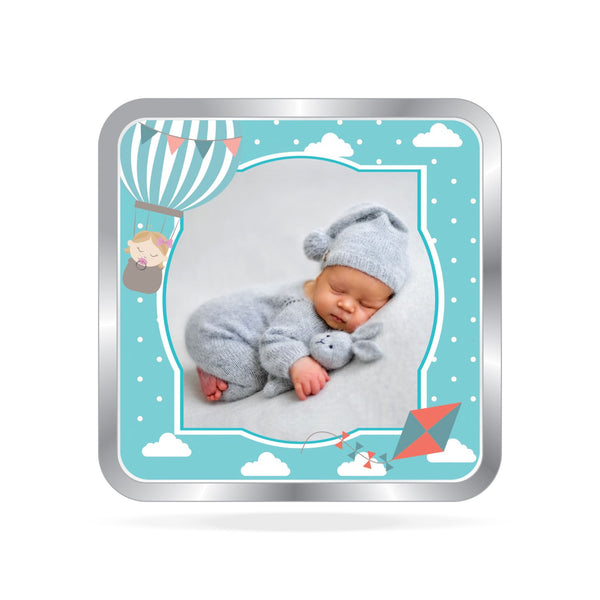 BIS Hallmarked Personalised New Born Baby Boy Silver Square Coin (999 Purity)