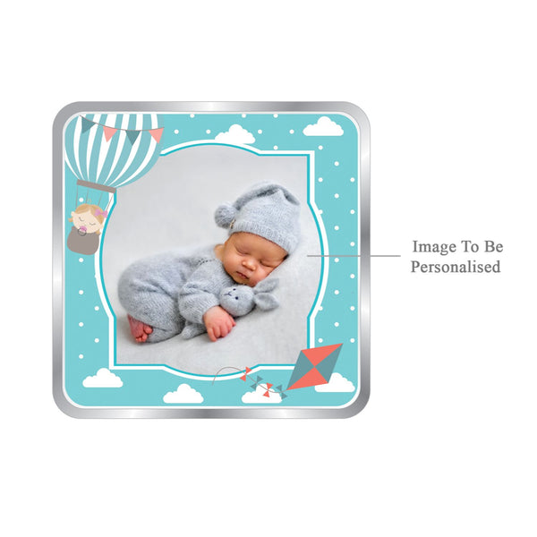 BIS Hallmarked Personalised New Born Baby Boy Silver Square Coin (999 Purity)