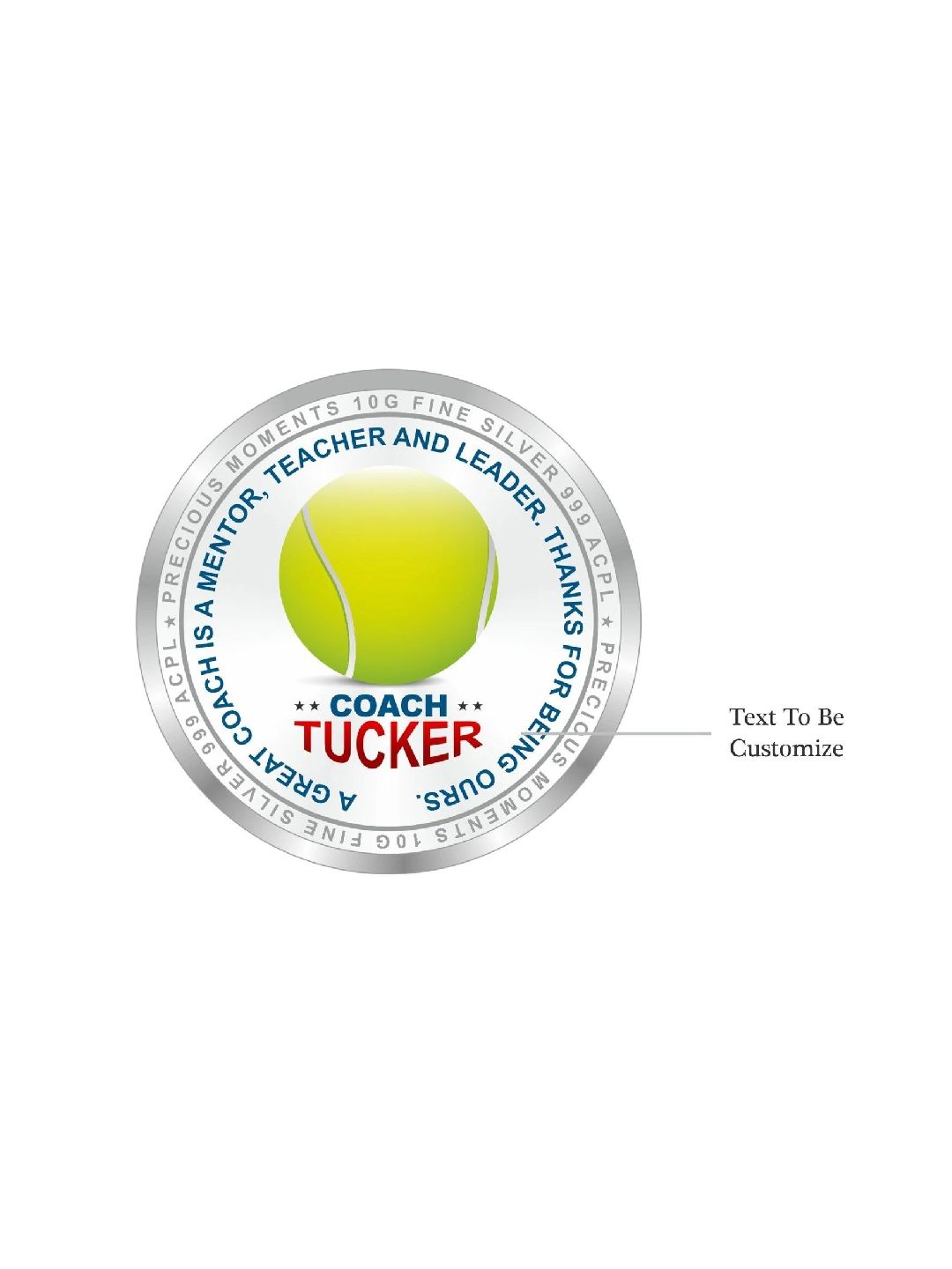 BIS Hallmarked Personalised Sports Silver Coin Best Gifting idea for surprised your Coach teacher mentor 999 Pure