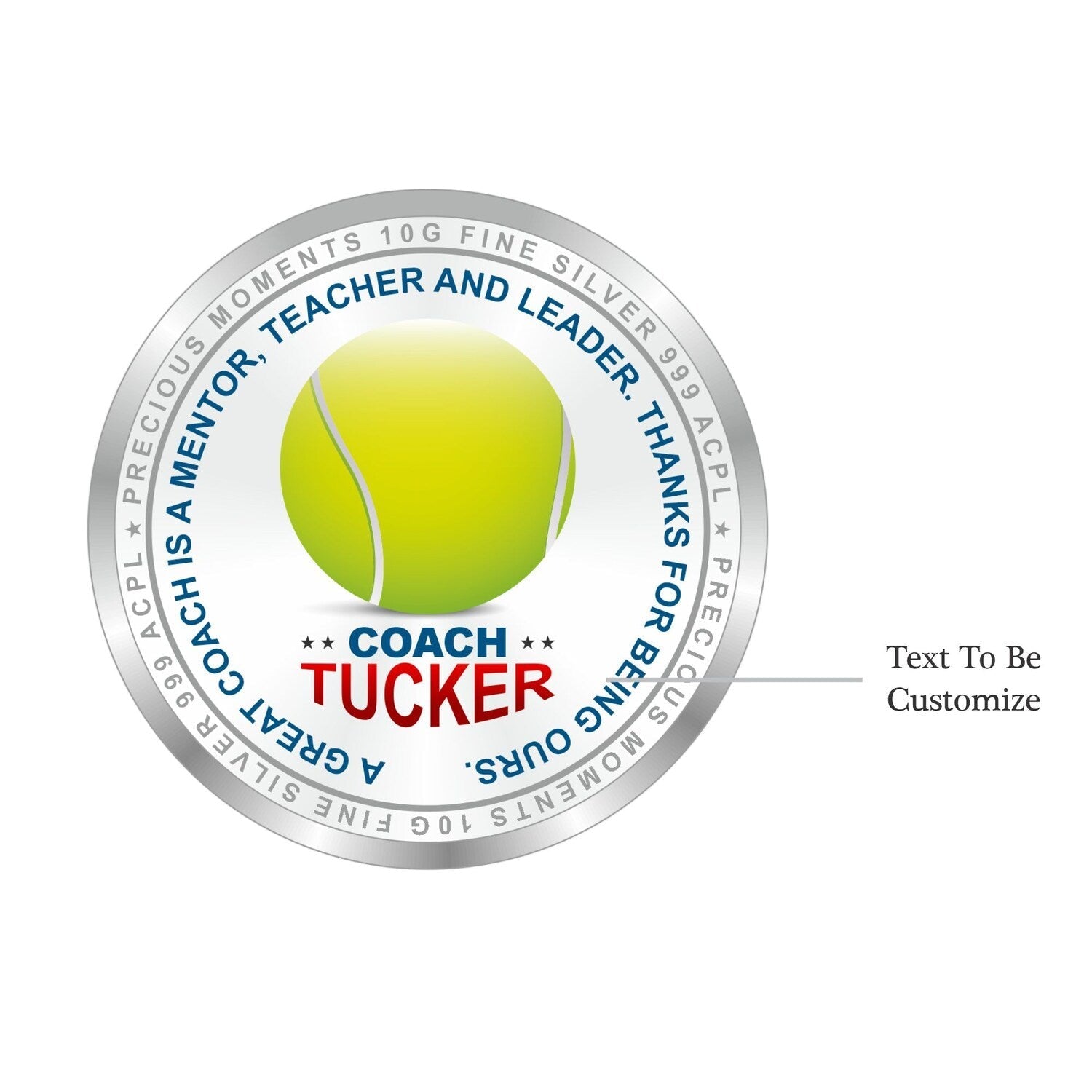 BIS Hallmarked Personalised Sports Silver Coin Best Gifting idea for surprised your Coach teacher mentor 999 Pure