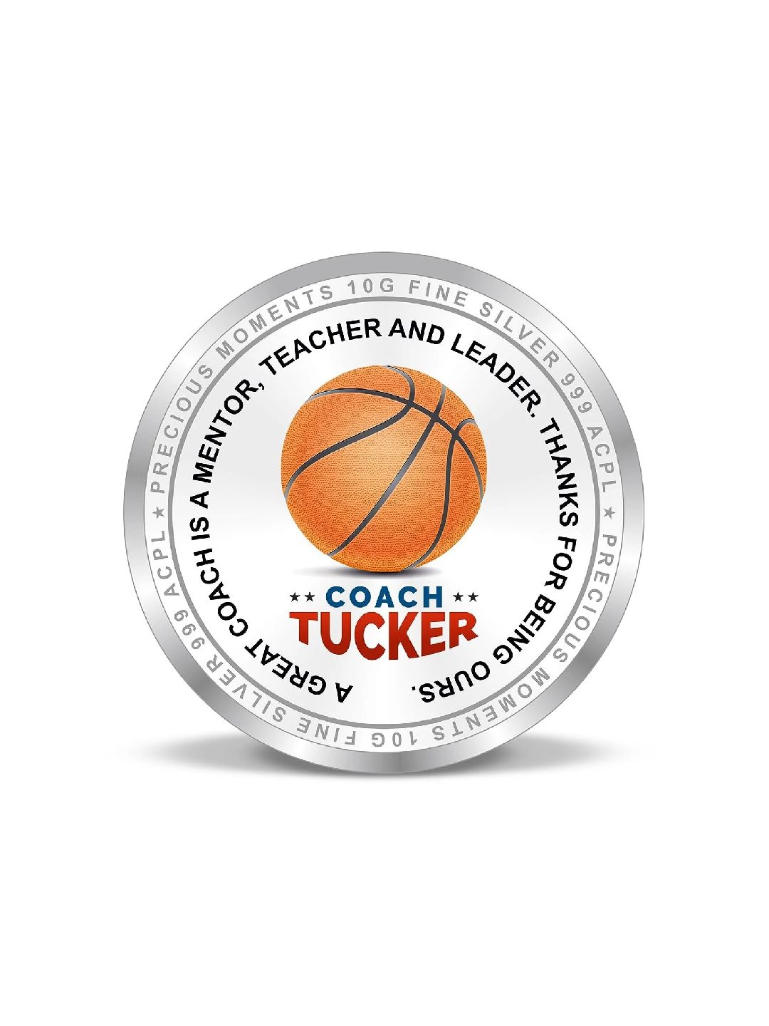 BIS Hallmarked Personalised Sports Silver Coin Best Gifting idea for surprised your Coach teacher mentor 999 Pure