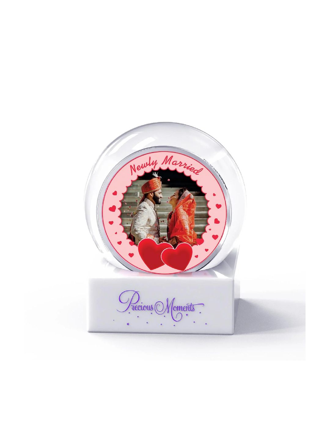 BIS Hallmarked Personalised 10g Silver 999 Coin in Glass Globe - Perfect Gift Newly Married Couple