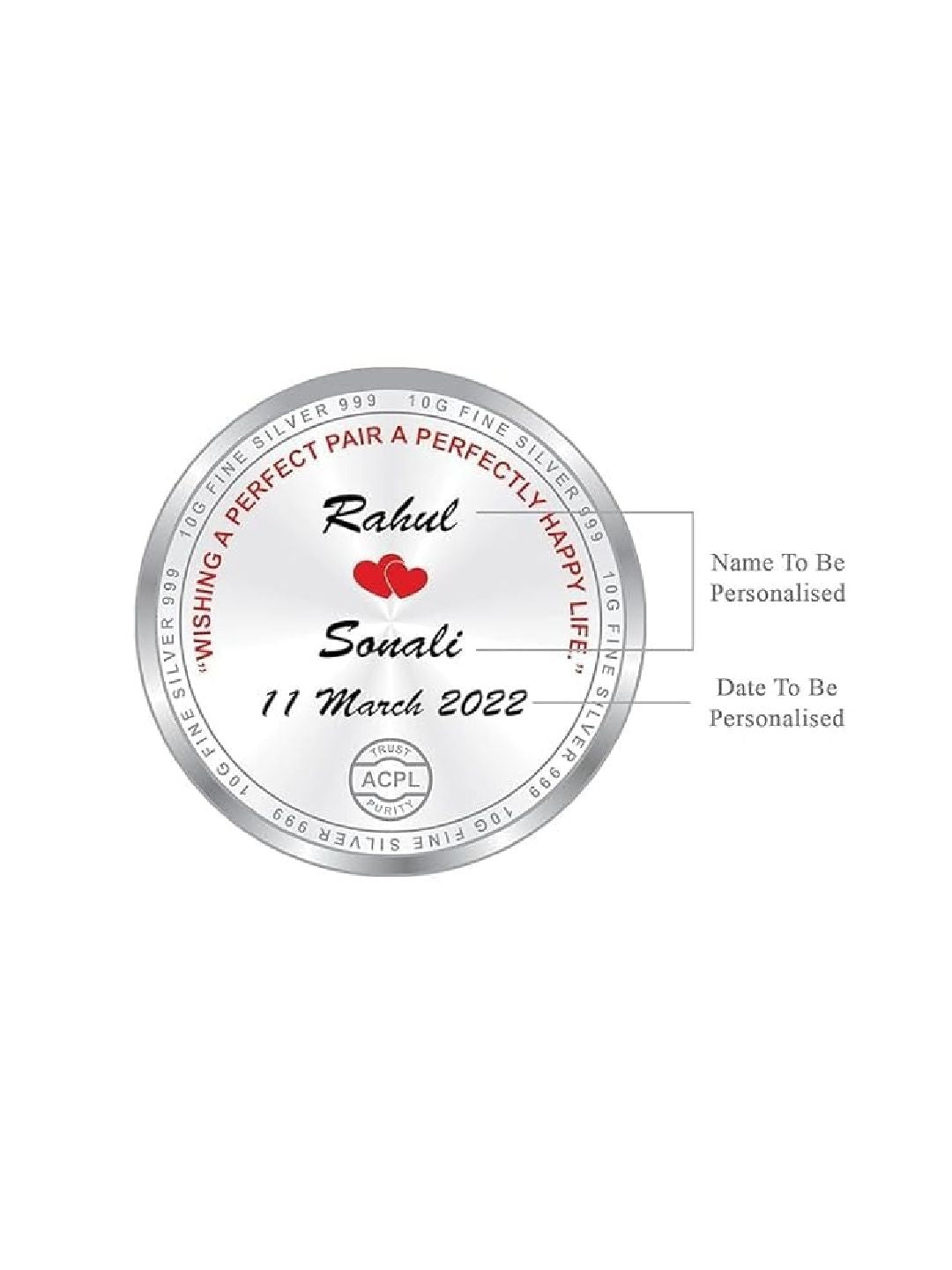 BIS Hallmarked Personalised 10g Silver 999 Coin in Glass Globe - Perfect Anniversary Gift