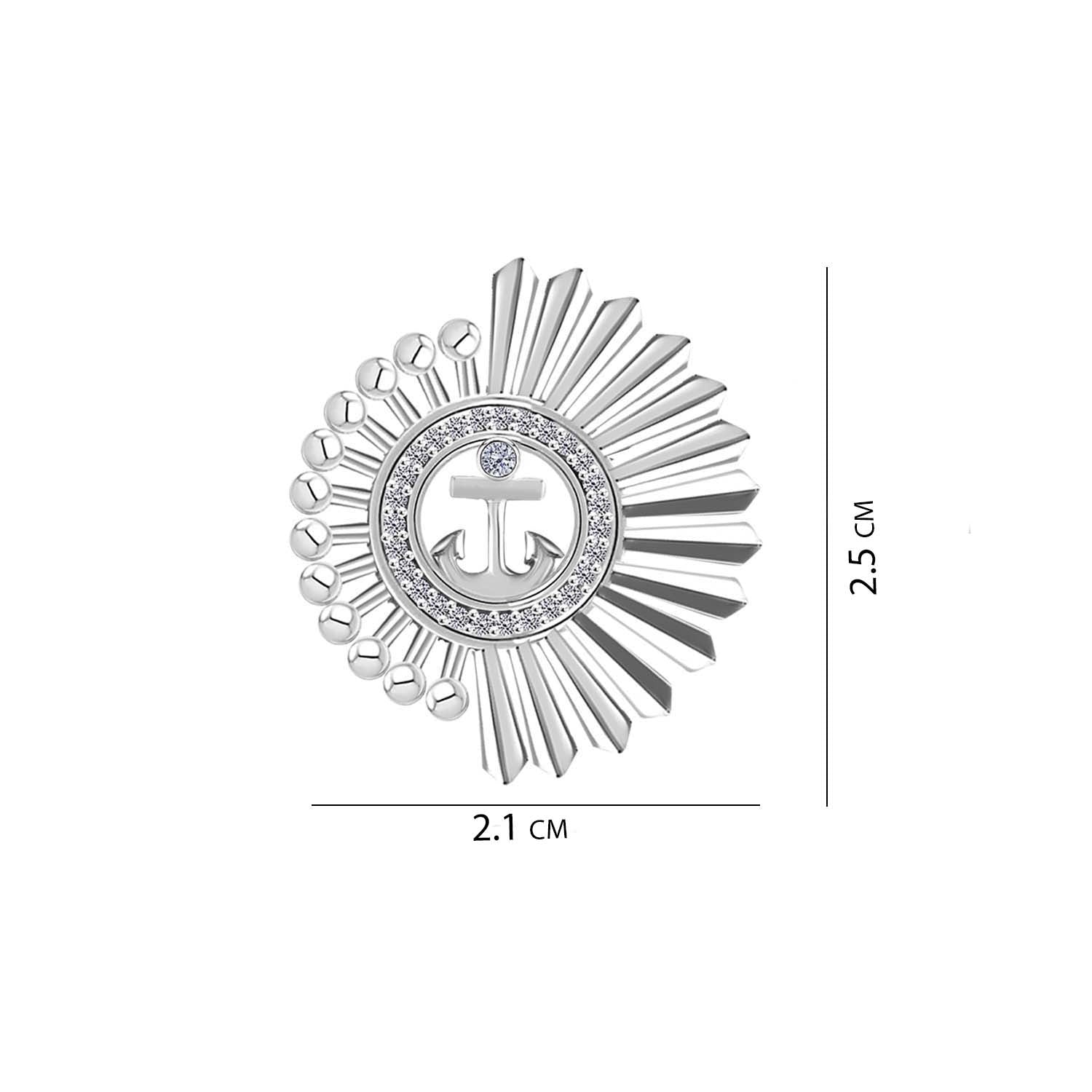 925 Sterling Silver CZ Anchor Designer Brooch for Men and Boys