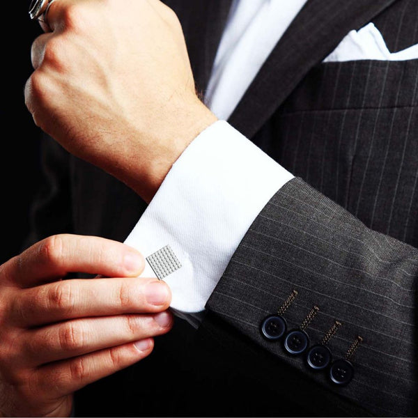 925 Sterling Silver Apex Square Cufflinks for Men