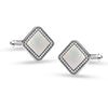 925 Sterling Silver Square Wedding Cufflinks Rhodium-Plated Cubic-Zirconia for Dad Father Grand-Father for Men