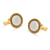 925 Sterling Silver 18K Gold-Plated Mother of Pearl Greek Key Cufflinks for Dad Father Grand-Father Men