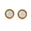 925 Sterling Silver 18K Gold-Plated Mother of Pearl Greek Key Cufflinks for Dad Father Grand-Father Men