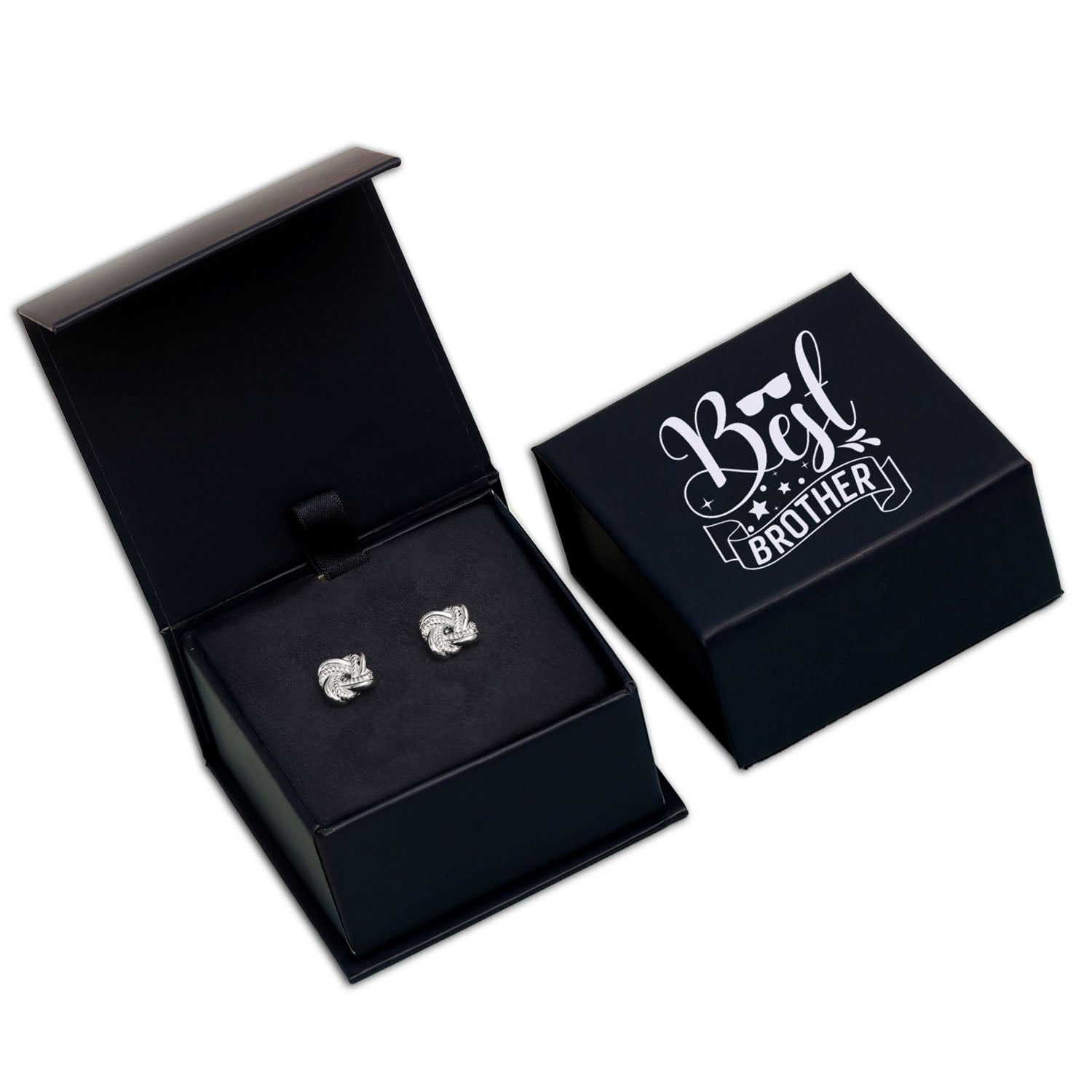 925 Sterling Silver Double Love Knotted Cufflinks with Raksha Bandhan Gift Box For Brother