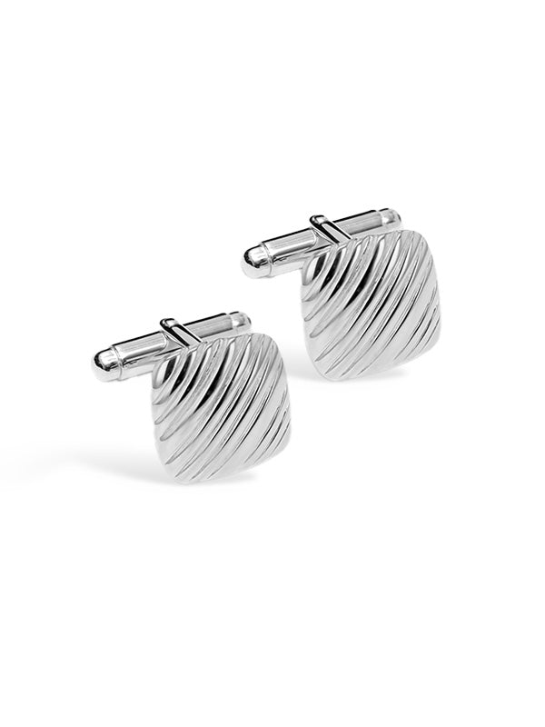Ribbed Cushion Square Cufflinks
