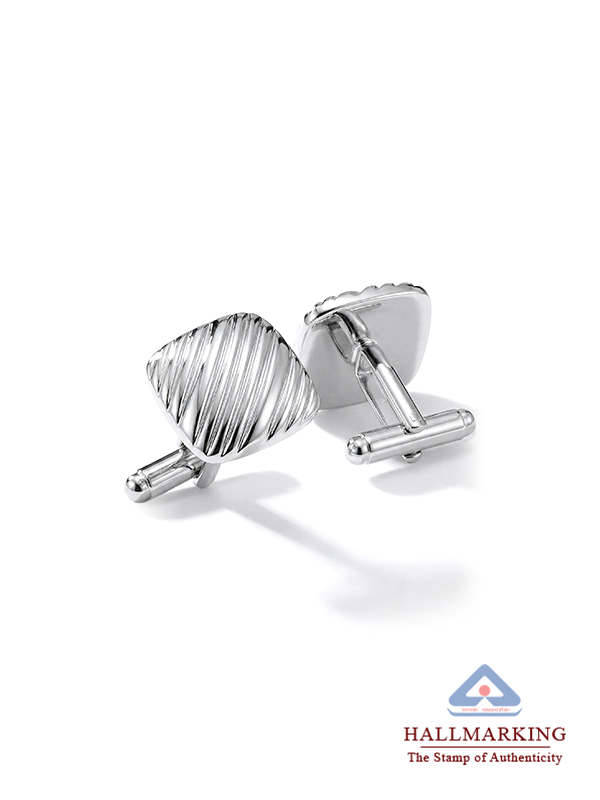 925 Sterling Silver Ribbed Cushion Square Cufflinks for Men