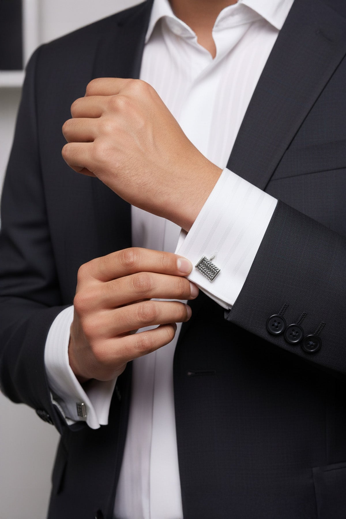 Antique Chevron Rectangle Cufflinks