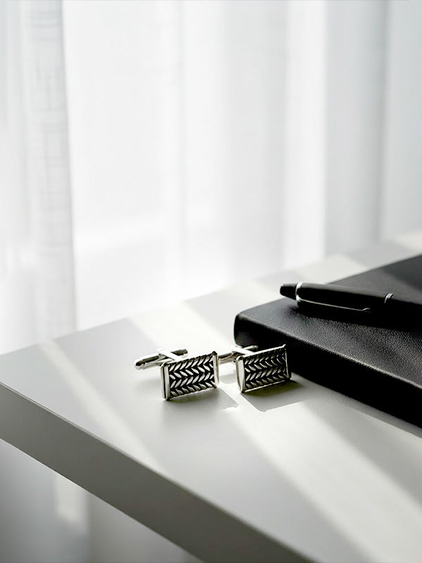 Antique Chevron Rectangle Cufflinks