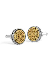 Two Tone Vintage Flower Cufflinks
