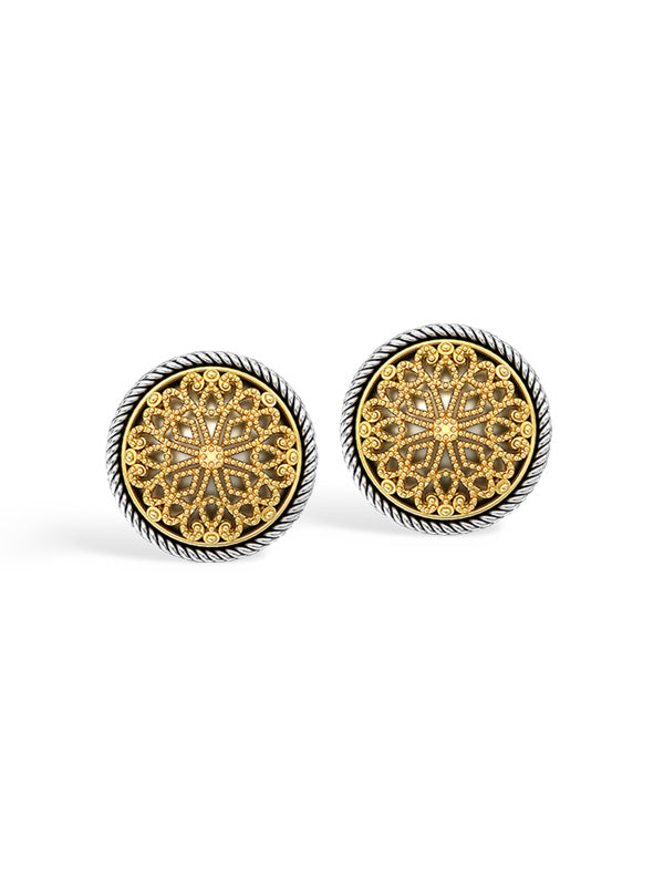 Two-Tone Vintage Flower Cufflinks