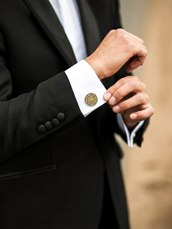 Antico Two-Tone Floral Pattern Men's Cufflinks