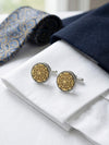 925 Sterling Silver 14K Gold-Plated Two-Tone Vintage Flower Pattern Cufflinks For Man