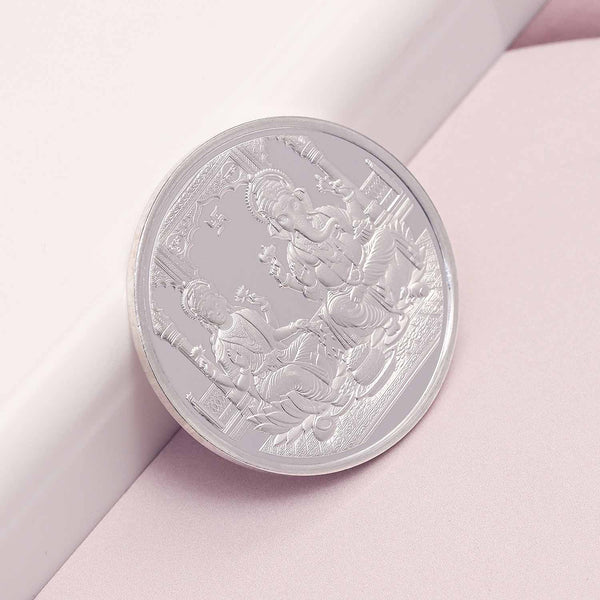 BIS Hallmarked Ganesh Laxmi ji Silver Coin With 999 Purity