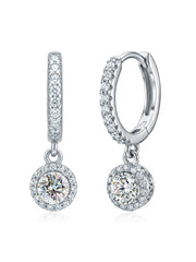 Aureola Moissanite Halo Huggie Women's Drop Earrings
