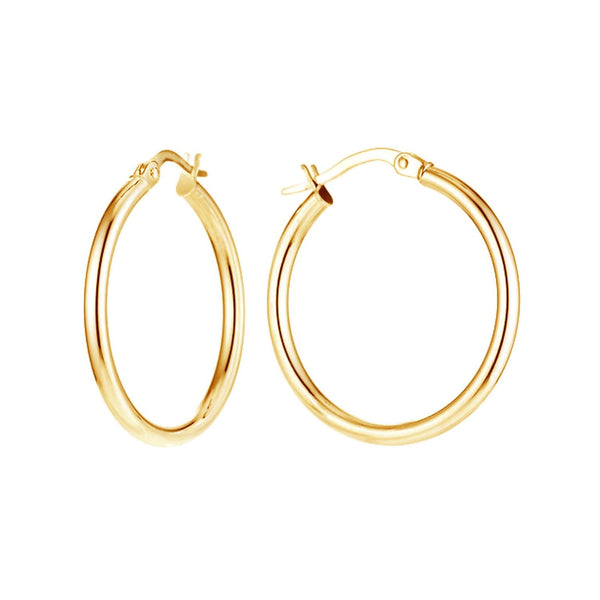 925 Sterling Silver Yellow Gold Plated Round Shape Hoop Earrings for Women