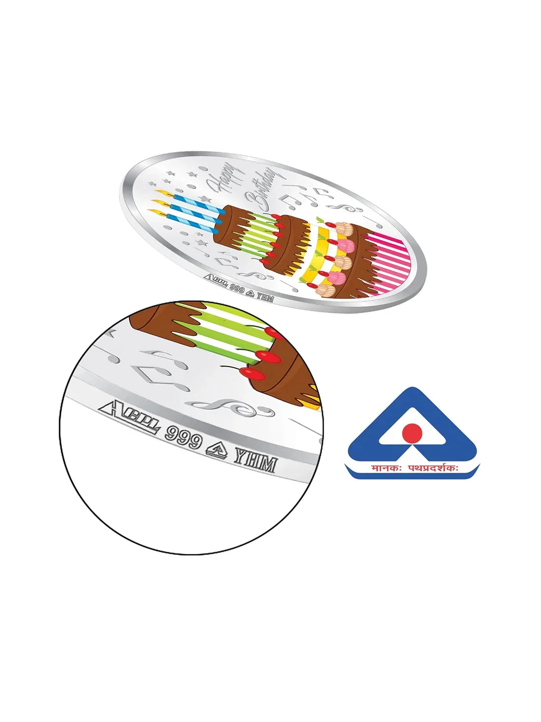 BIS Hallmarked Colorful Happy Birthday 25GM 999 Pure Silver Coin