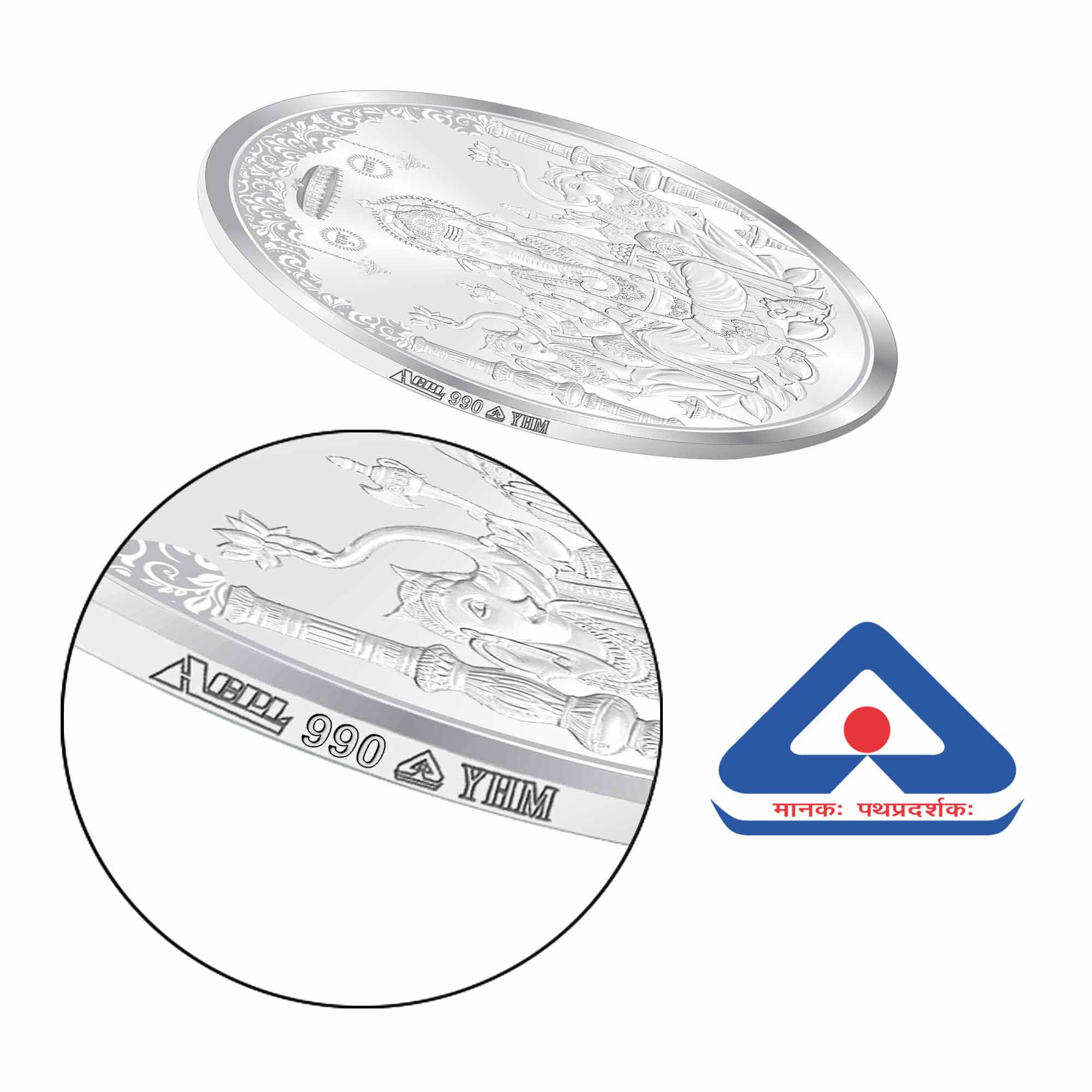 BIS Hallmarked Ganesh Ji Silver Coin With 999 Purity